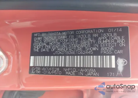 2014 Toyota Prius C One from USA, damaged, VIN JTDKDTB36E1062445